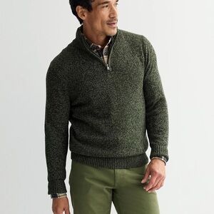 NWT Sonoma Men's Dark Green 3/4 Zip-Up Sweater